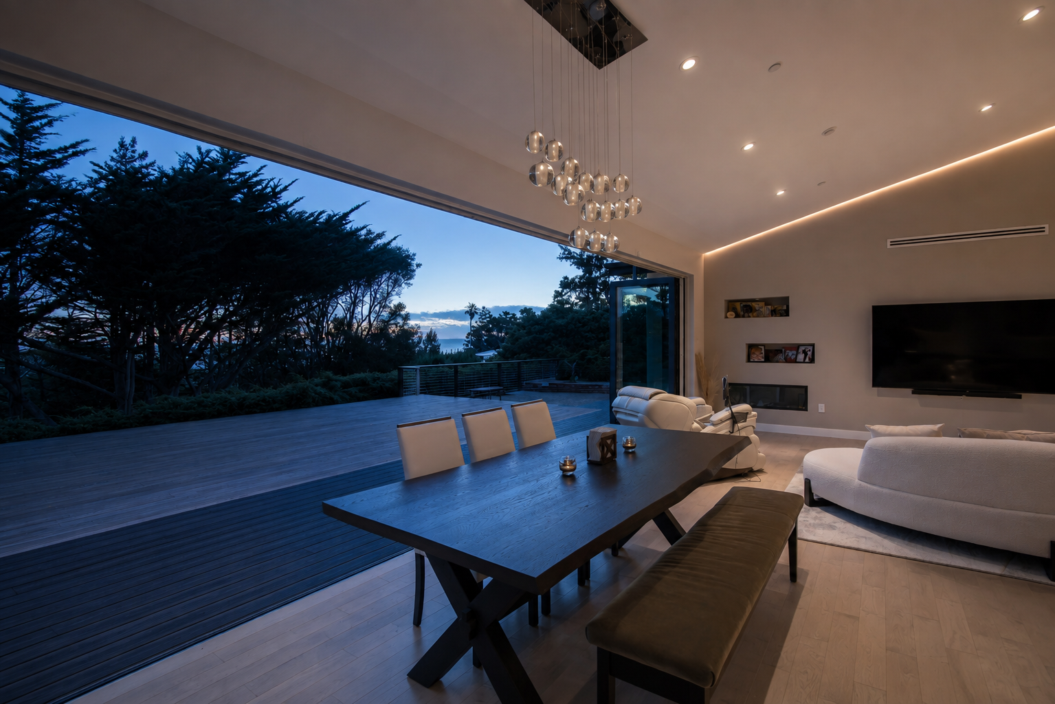 Dining room at Mills Estate, Burlingame Hills, California