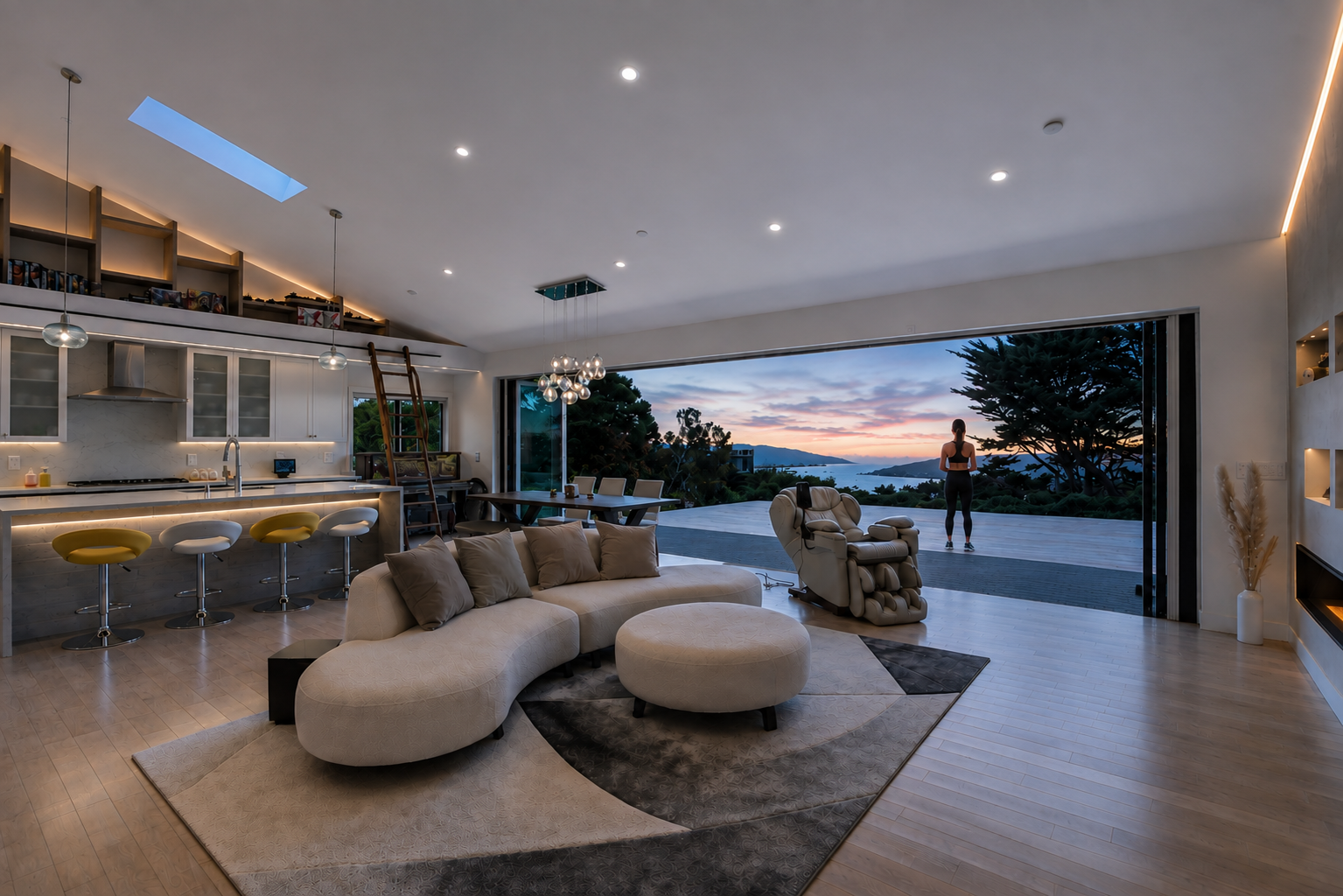 Living room at Mills Estate, Burlingame Hills, California