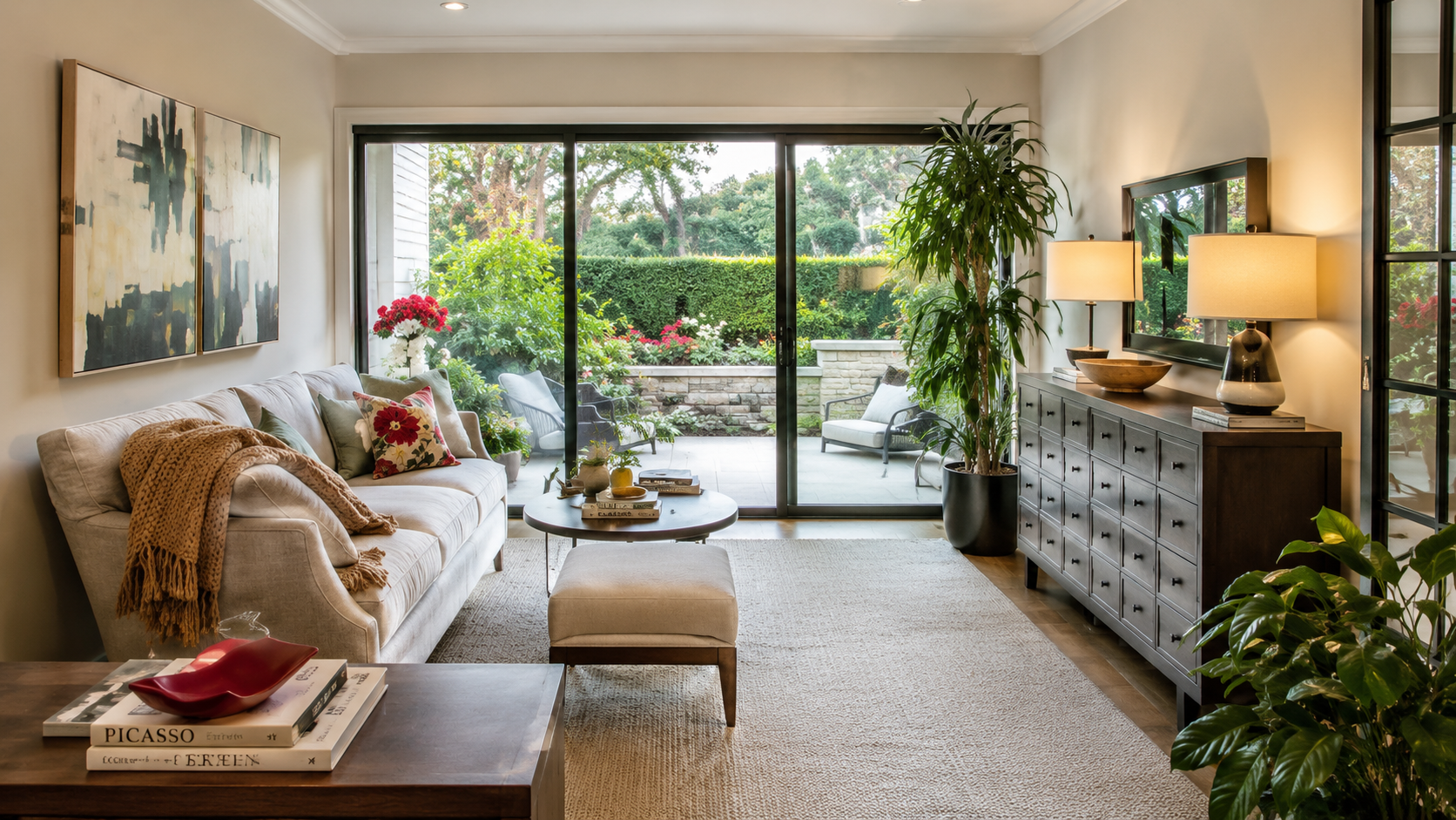 Living room at Clubview Apartments, South San Francisco, California