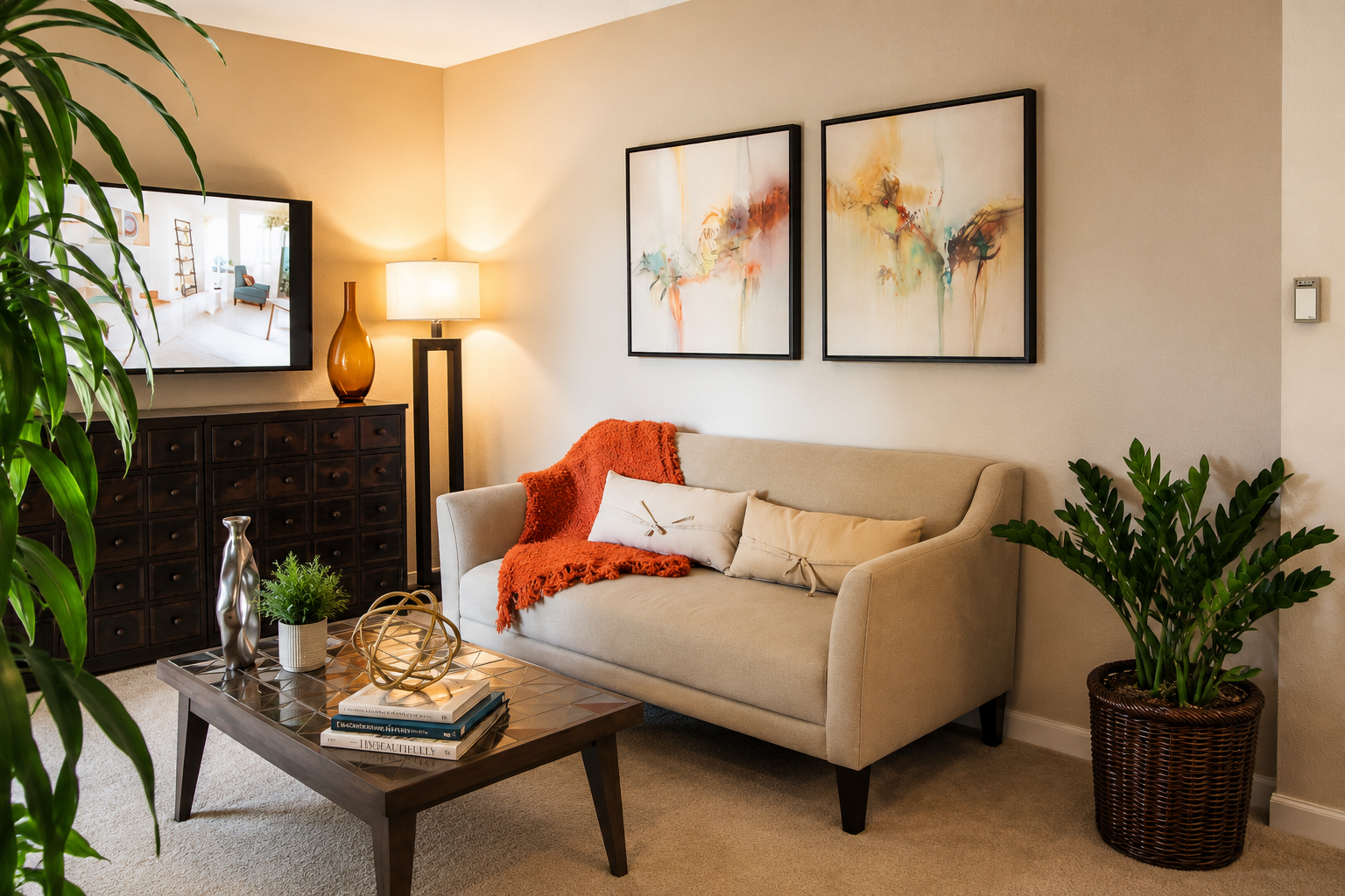 Living room at Countrywood Model Home, Fremont, California