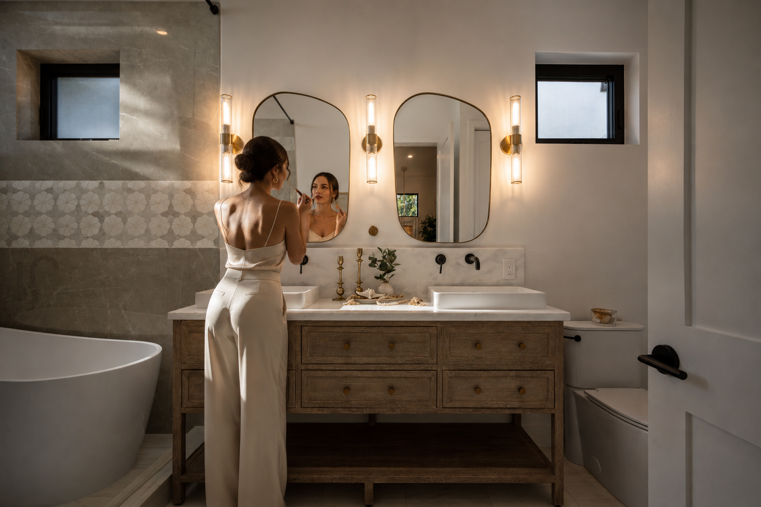 Bathroom at Modern French Country, San Carlos, California
