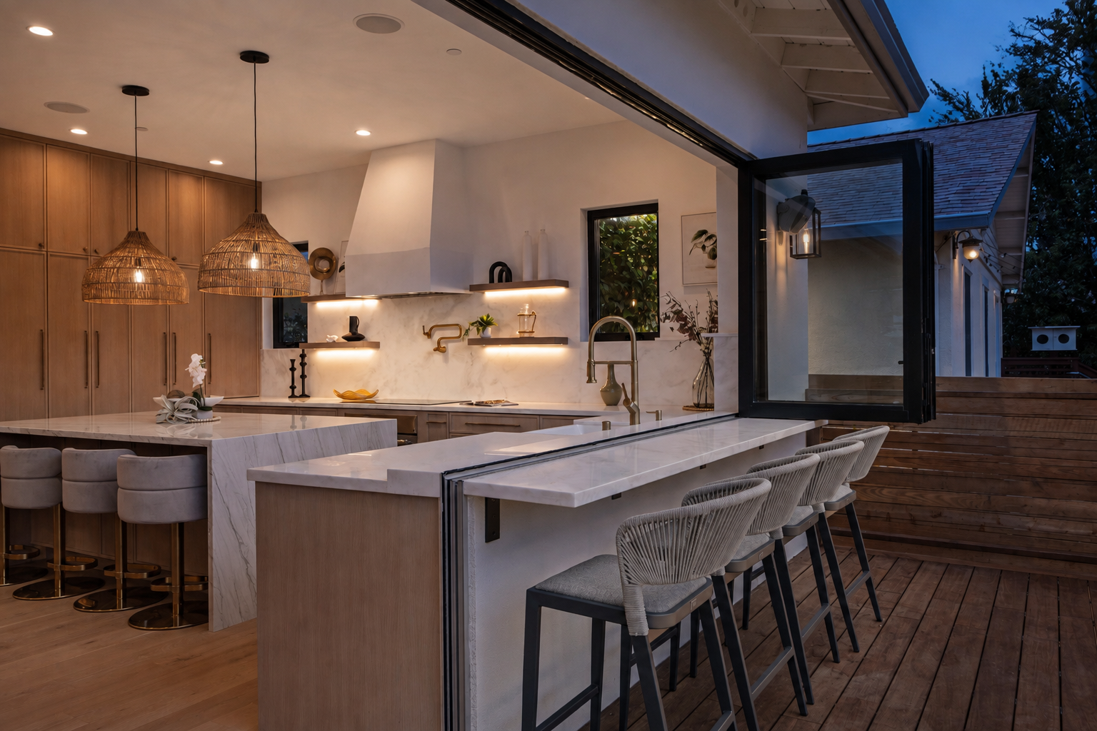 Outdoor living at Modern French Country, San Carlos, California
